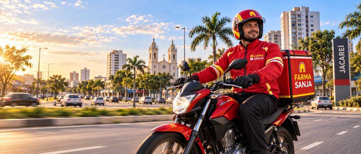 Motoboy FarmaSanja em rota de entrega